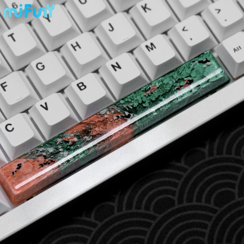 MiFuny Green Spacebar Keycaps Custom Artisan Koi Keycaps SA and OEM Profile for Cherry MX Key Caps Mechanical Keyboard Gift Idea