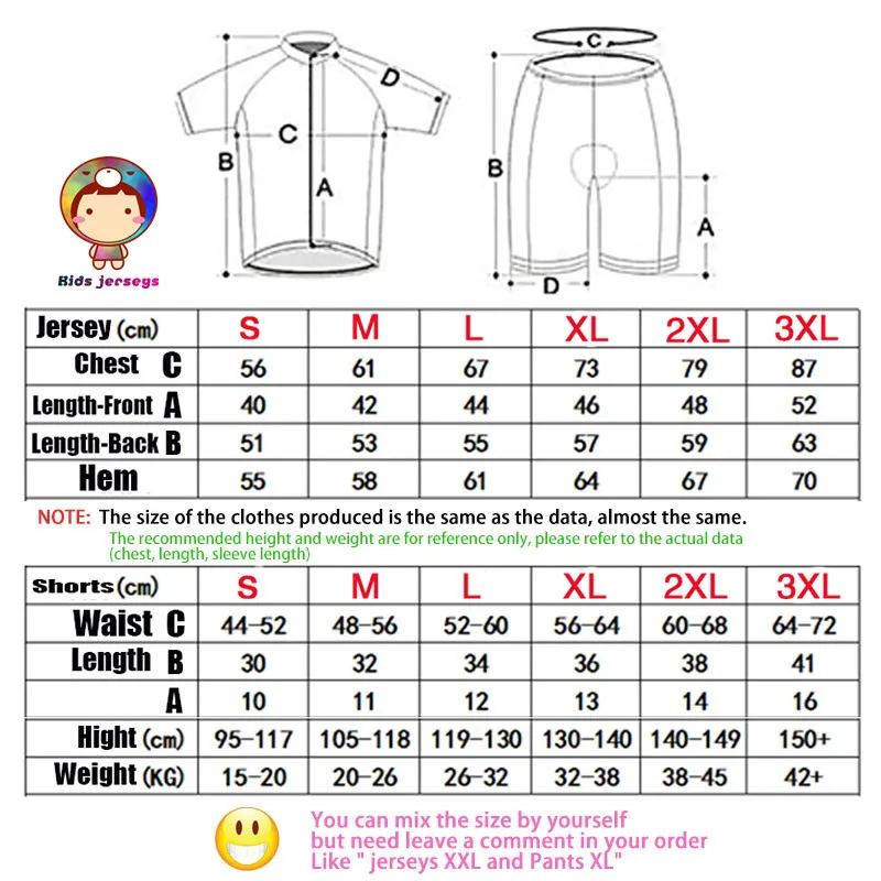 2023 New Baby Breathable Kids Cycling Jersey Set Cushion Shorts Breathable Children Bike Clothing Boys Girls Summer Bicycle Kit