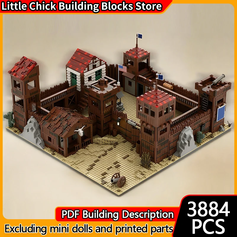 Medieval Castle Model MOC Building Bricks American Defensive Fortress Modular Technology Children Holiday Gifts Assemble Toys