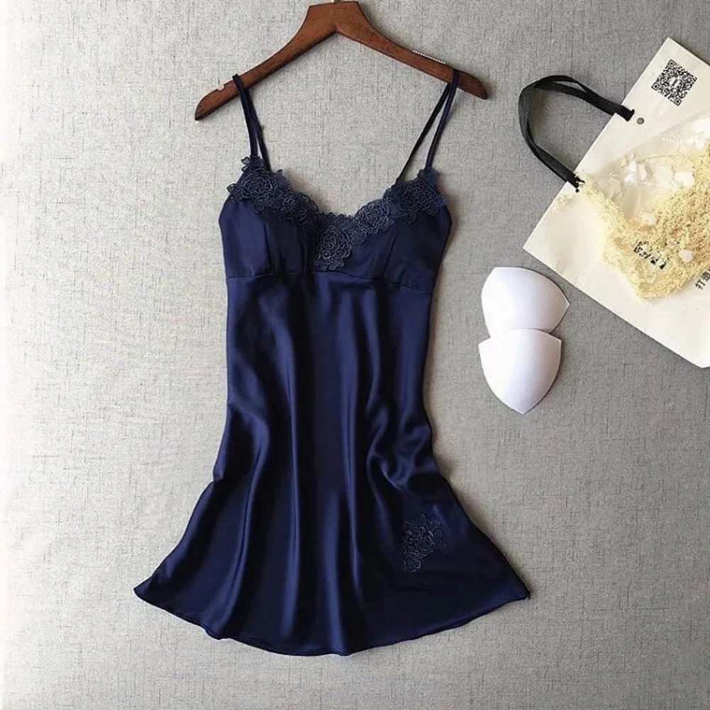 Sexy Pajamas Women's Silk Suspender Nightdress Ladies Spring And Summer Ice Silk Thin Halter Home Service Satin Night Dresses