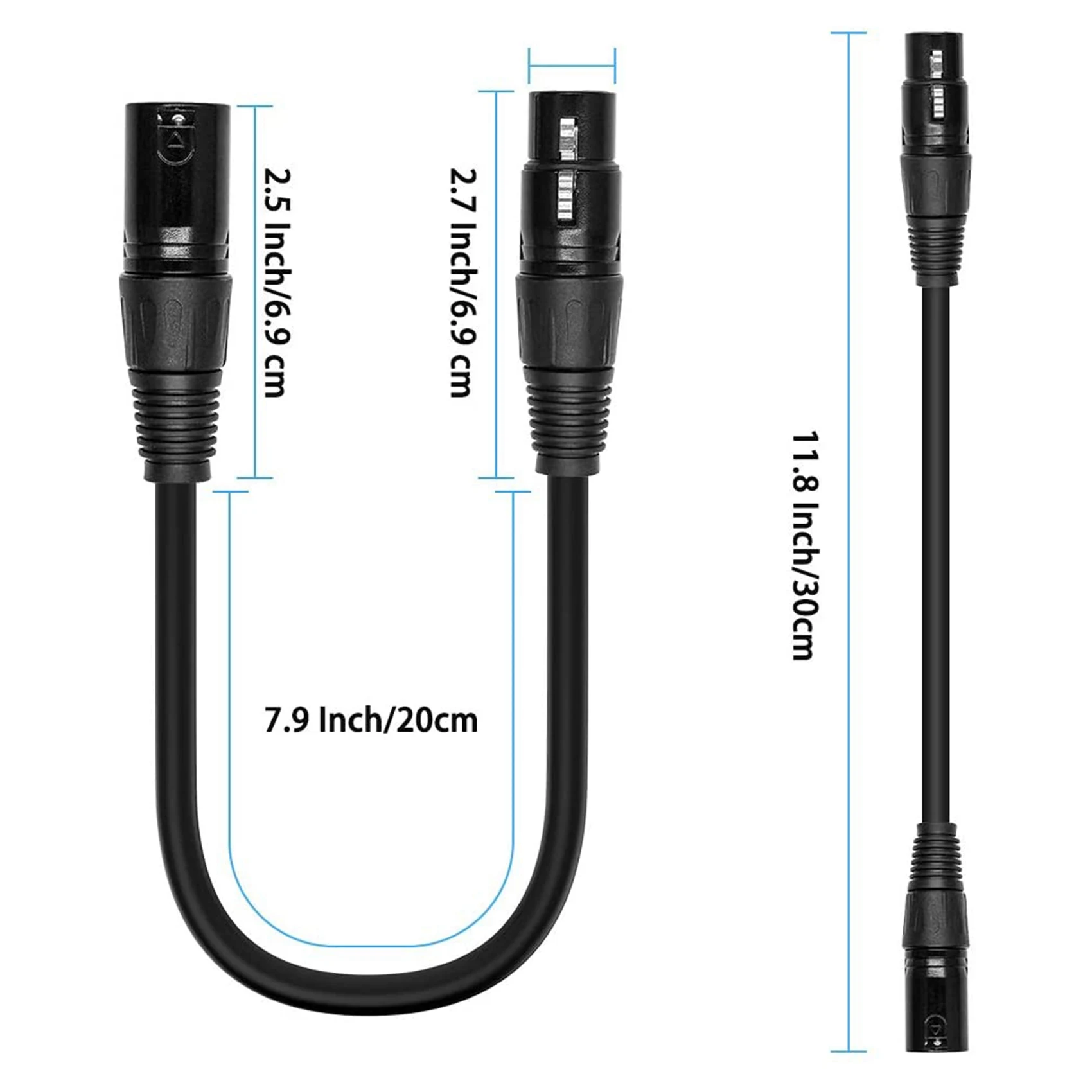 XLR Male 3 Pin to XLR Female 5 Pin & XLR Female 3 Pin to XLR Male 5 Pin Audio Cable, for Microphone DMX Stage Light