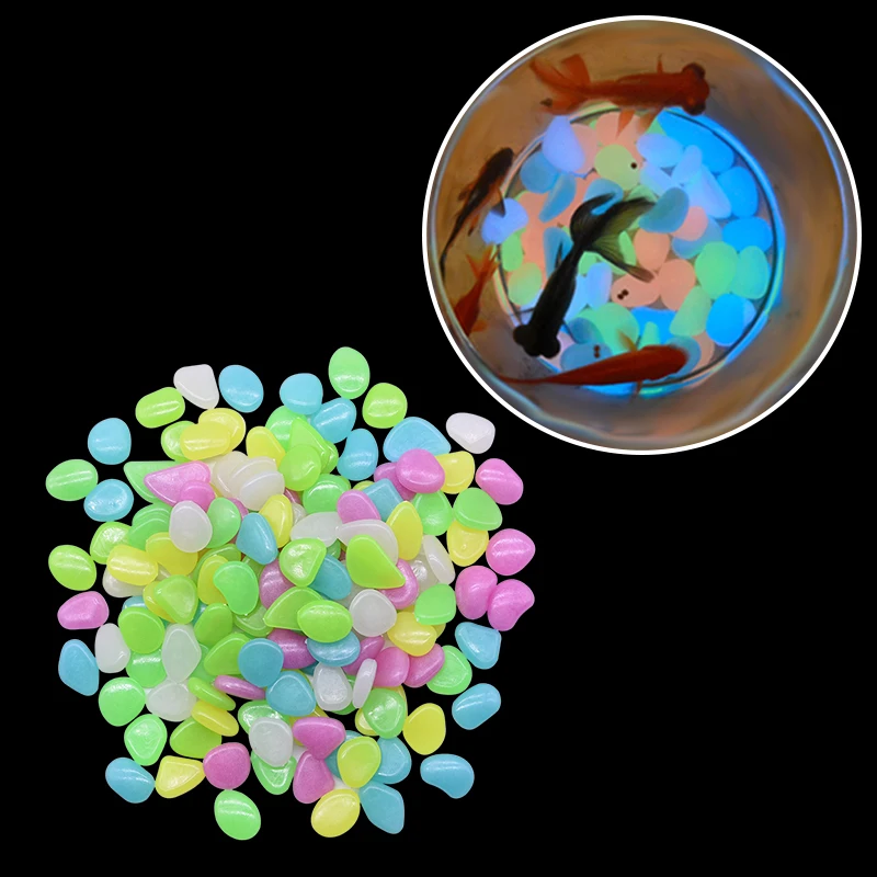 25Pcs Glow-in-the-Dark Garden Pebbles Stones Fluorescent Luminous Decor for Aquarium Fish Tank Bar Vase