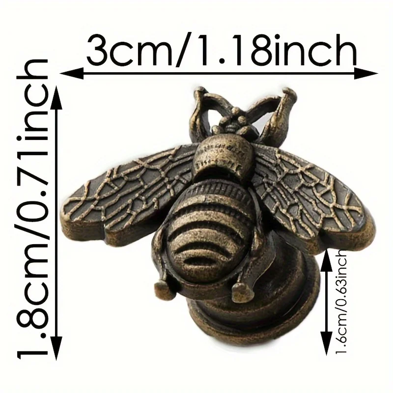 3pcs Retro Insect Shape Drawer Handles For Furniture, Decorative Simple Knobs For Dresser Drawer Pull