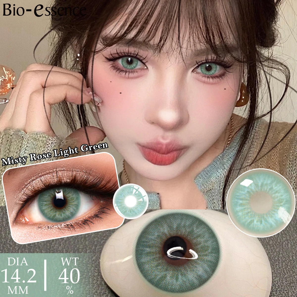 Bio-essence 1 Paio di Lenti a Contatto per Cosplay, Lenti a Contatto Rosse per Halloween, Lenti Blu e Verdi per Cosplay Anime, Annuali