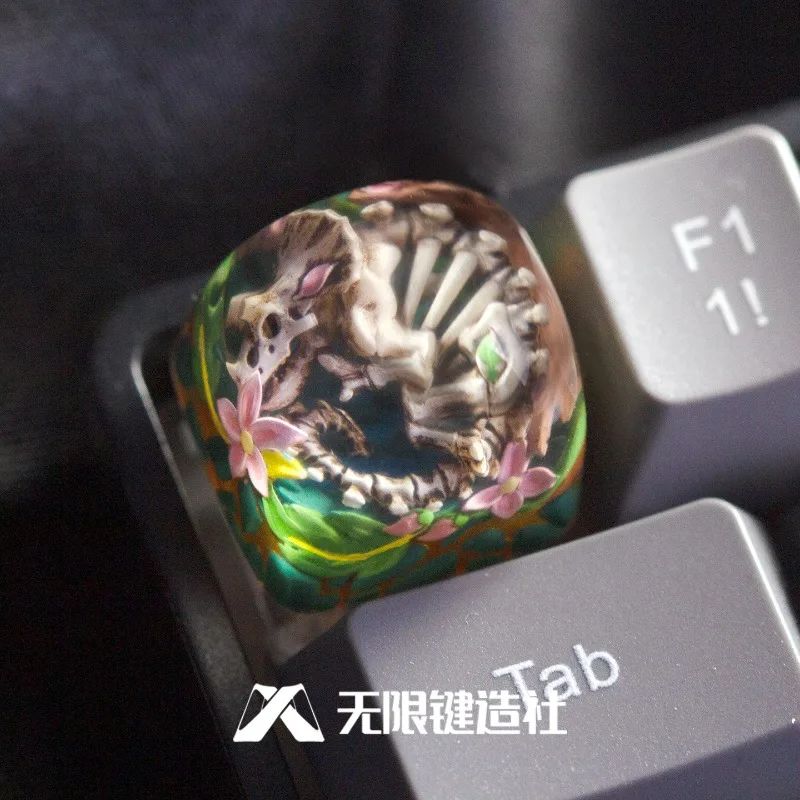 Triceratops Theme Mechanical Keyboard Epoxy Resin Custom Artisan Keycap PC Gaming Keyboard Point Keycap DIY Collectible Gift - view 6