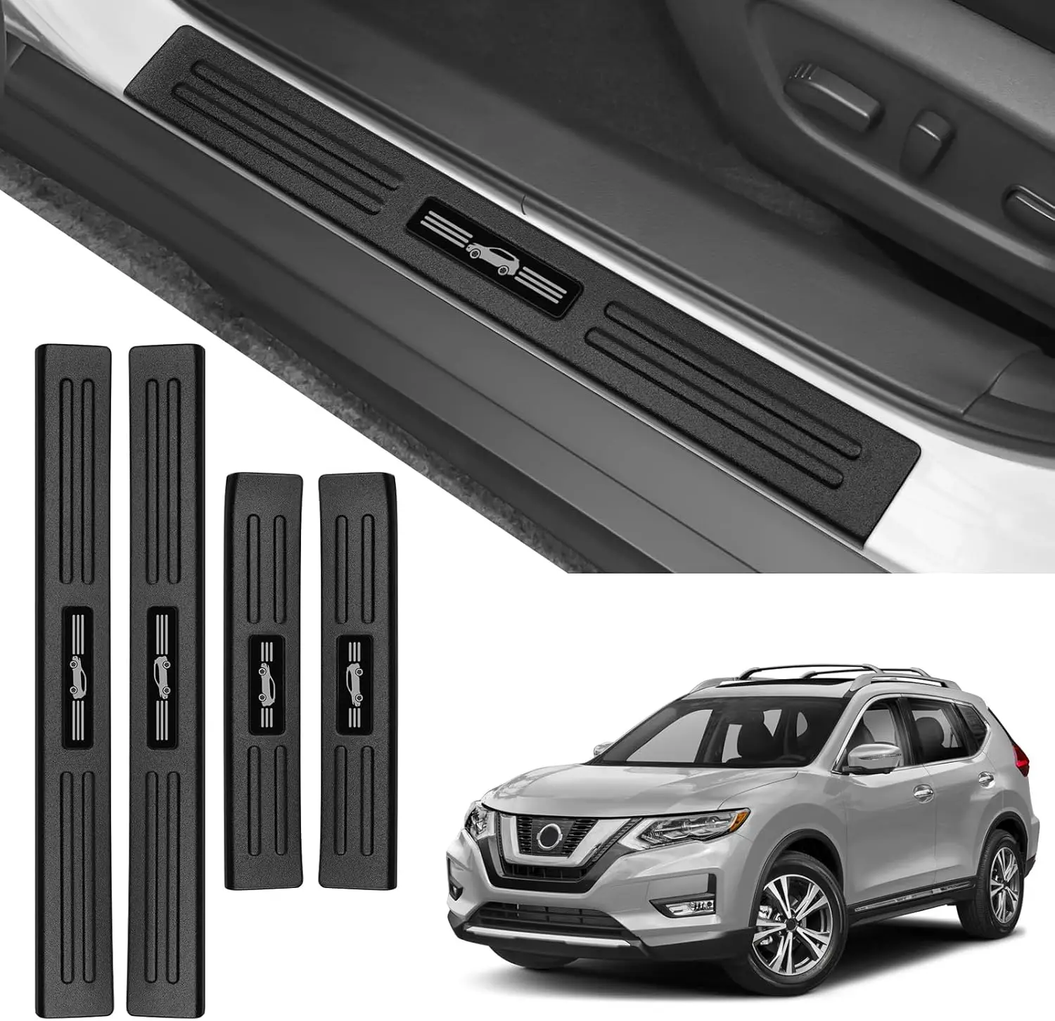 Door Sill Guards Compatible For Nissan Rogue 2014-2020 Accessories ABS Material Door Sill Protector Plate Decoration Door Pedal