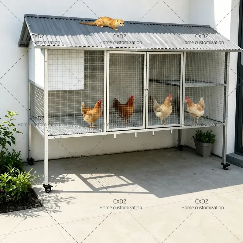 Outdoor Galvanized Chicken Cage Large Household Poultry Coop Thickened Durable Rainproof Weasel Proof Rural Farm Animal