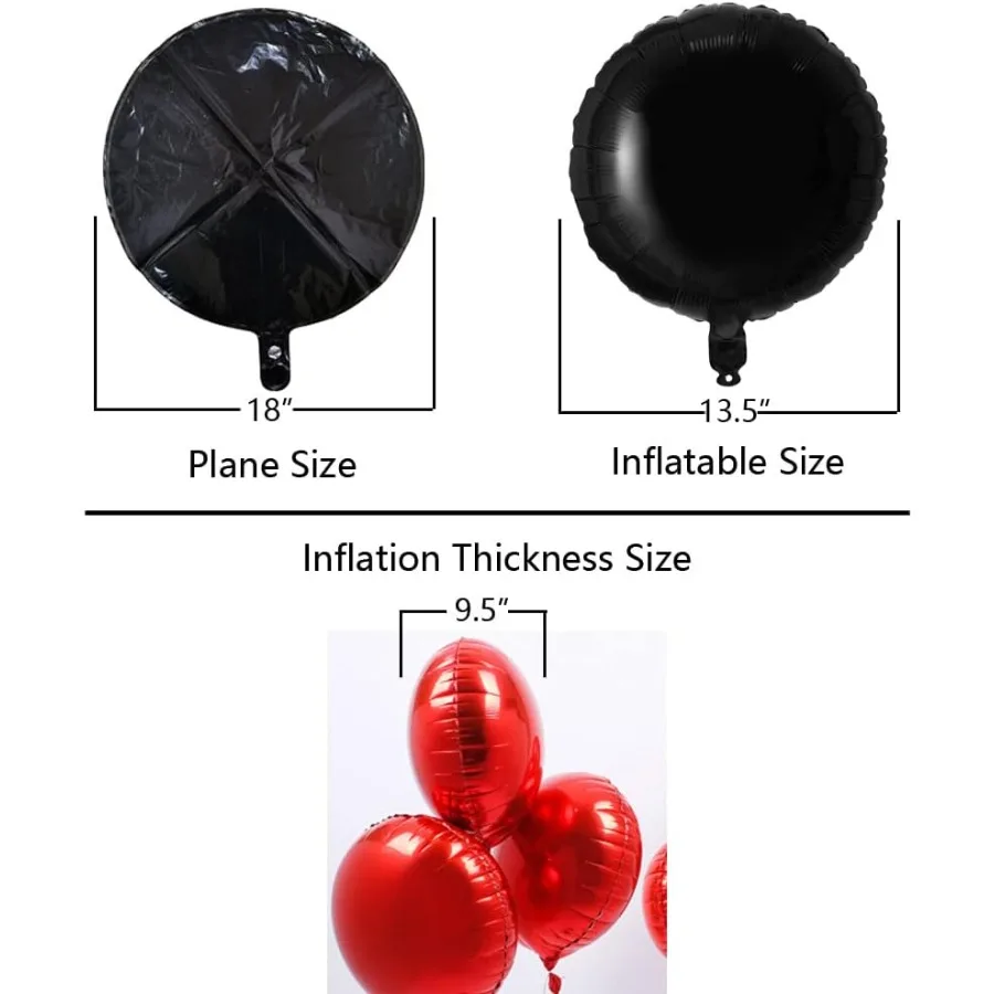 18 balões de hélio mylar redondos de folha preta, dourada e prateada para decorações de festa elegantes, pacote de 30 perfeito para aniversário, casamento e