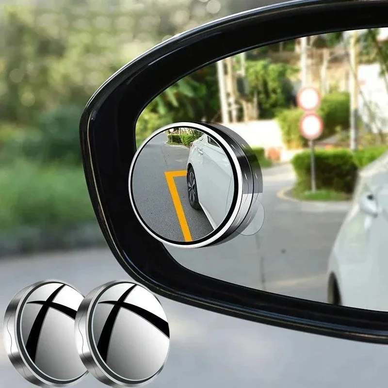2pcs Round Convex Wide-angle Car Mirror with Suction Auto Vehicle Blind Spot Mirror Wide Rearview Mirror Small Round Mirror