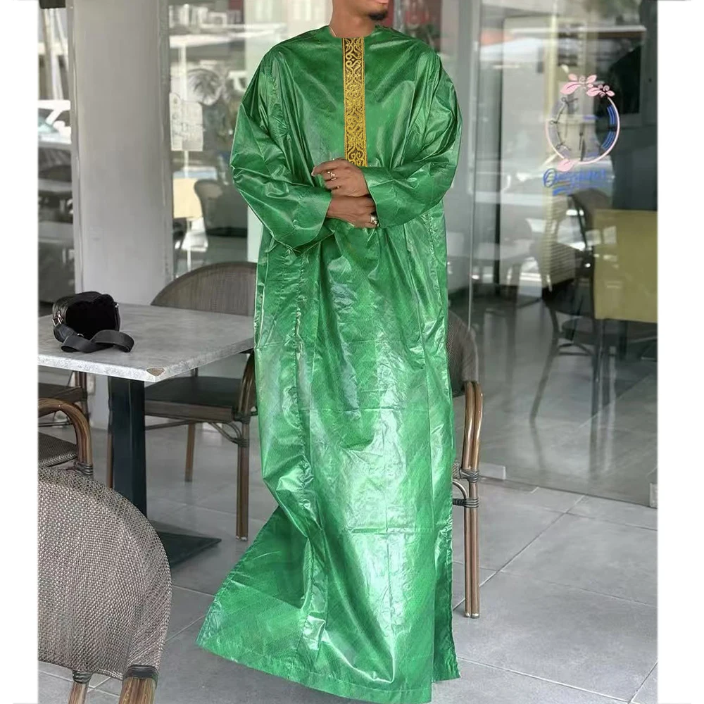 

Ramadan African Clothes For Men Traditional Bazin Riche Embroidery Design Top Long Sleeve Basin Robe For Wedding Clothing