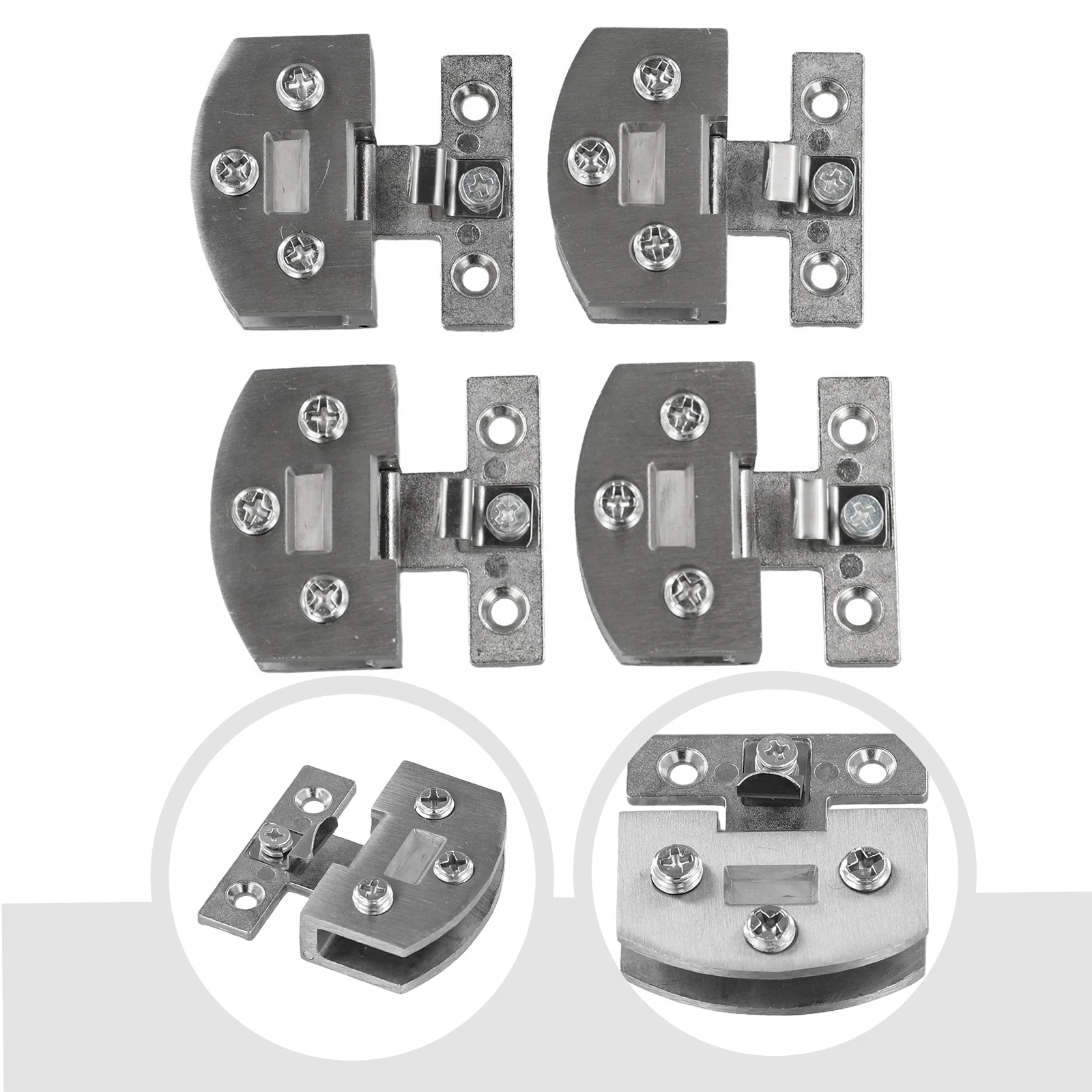 4PCS แก้วบานพับประตูสังกะสีอัลลอยด์ปรับ CLAMP Inset ประตูห้องน้ําตู้บานพับพร้อมสกรู