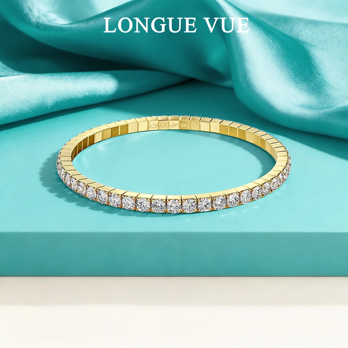 14K Gold Filled Elastic Tennis Bracelet 2.5mm 3mm Moissanite Bracelet for Women Man Sparkling Party Jewelry