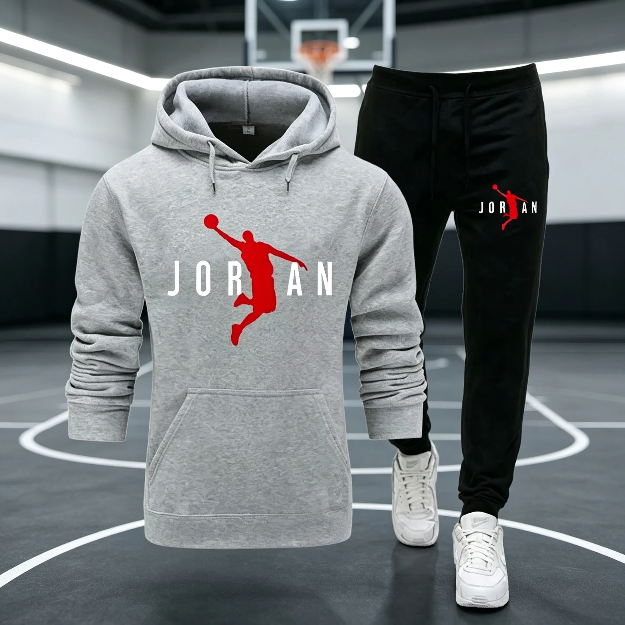 Men Print Tracksuit 2 Pieces - Streetwear Hoodie review and price