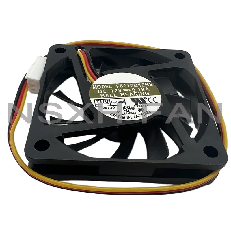 Ventilador de refrigeração do servidor, 6cm, 12V, 0.19A, 6010, 60x60x10mm, F6010B12HS