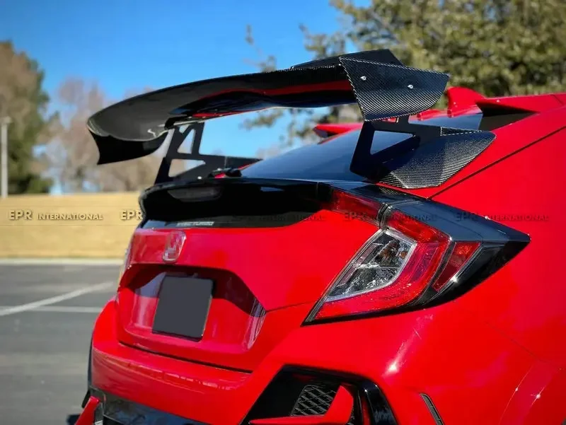 Carbon Fiber GT Wing Fit for 17 Onwards Honda Civic Typer FK7 FK8 SPN Type Rear GT Aluminum Bracket Spoiler Exterior Parts