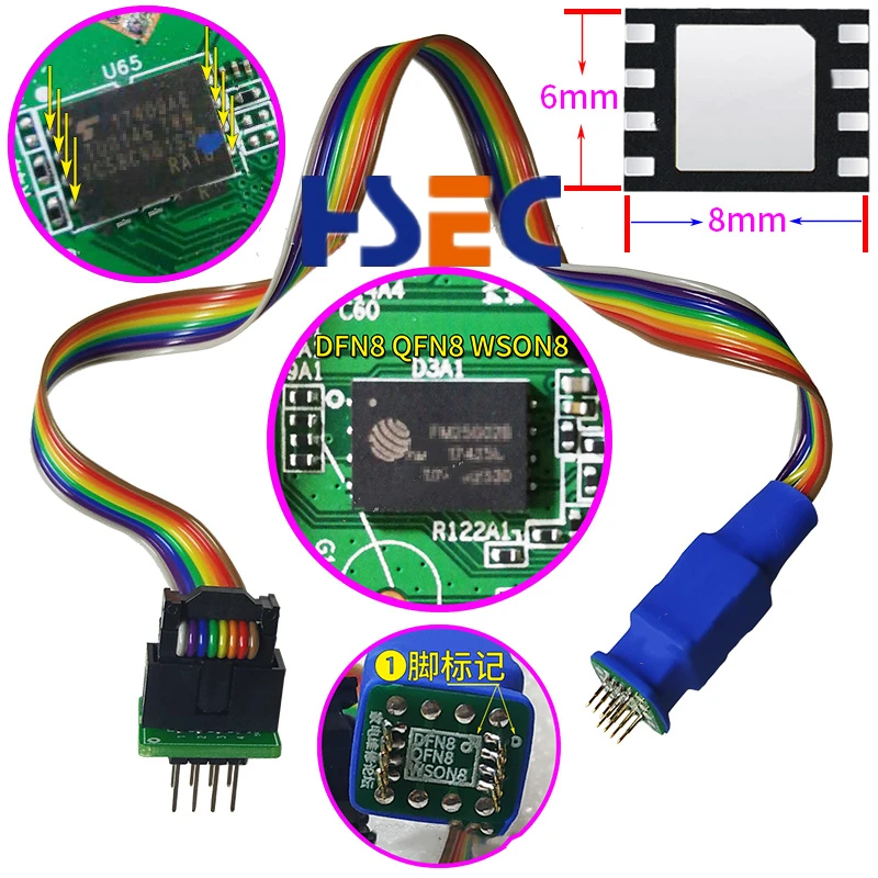 Top Quality QFN8 DFN8 WSON8 Chip Probe Line Read / Write Burning Test adapter socket for CH341A TL866 RT809H /F programmer