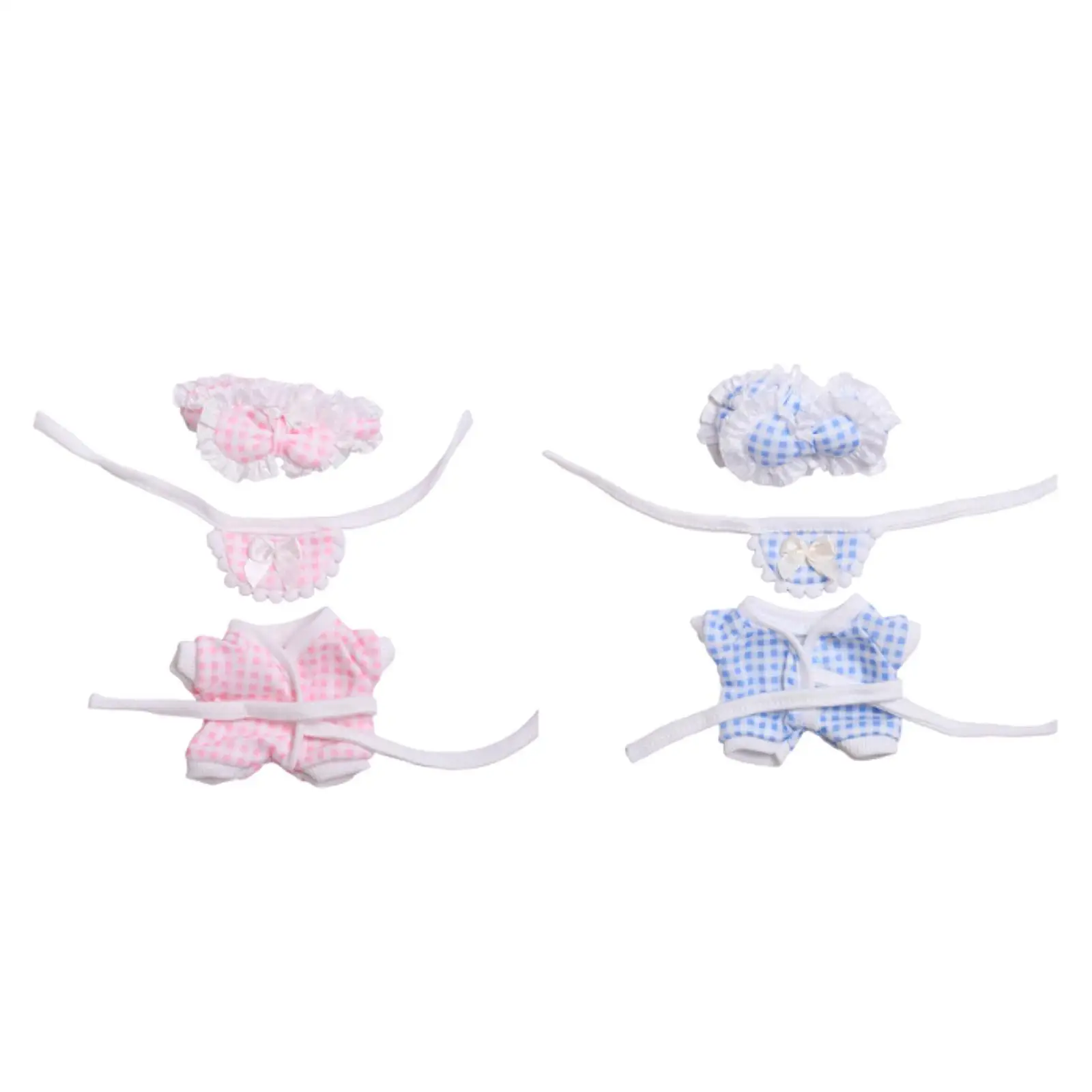 3Pcs Dolls Pajamas and Bib Headband Accessories Costume Miniature Clothes for 17cm Dolls Dress up Boy Dolls Thanksgiving Gifts