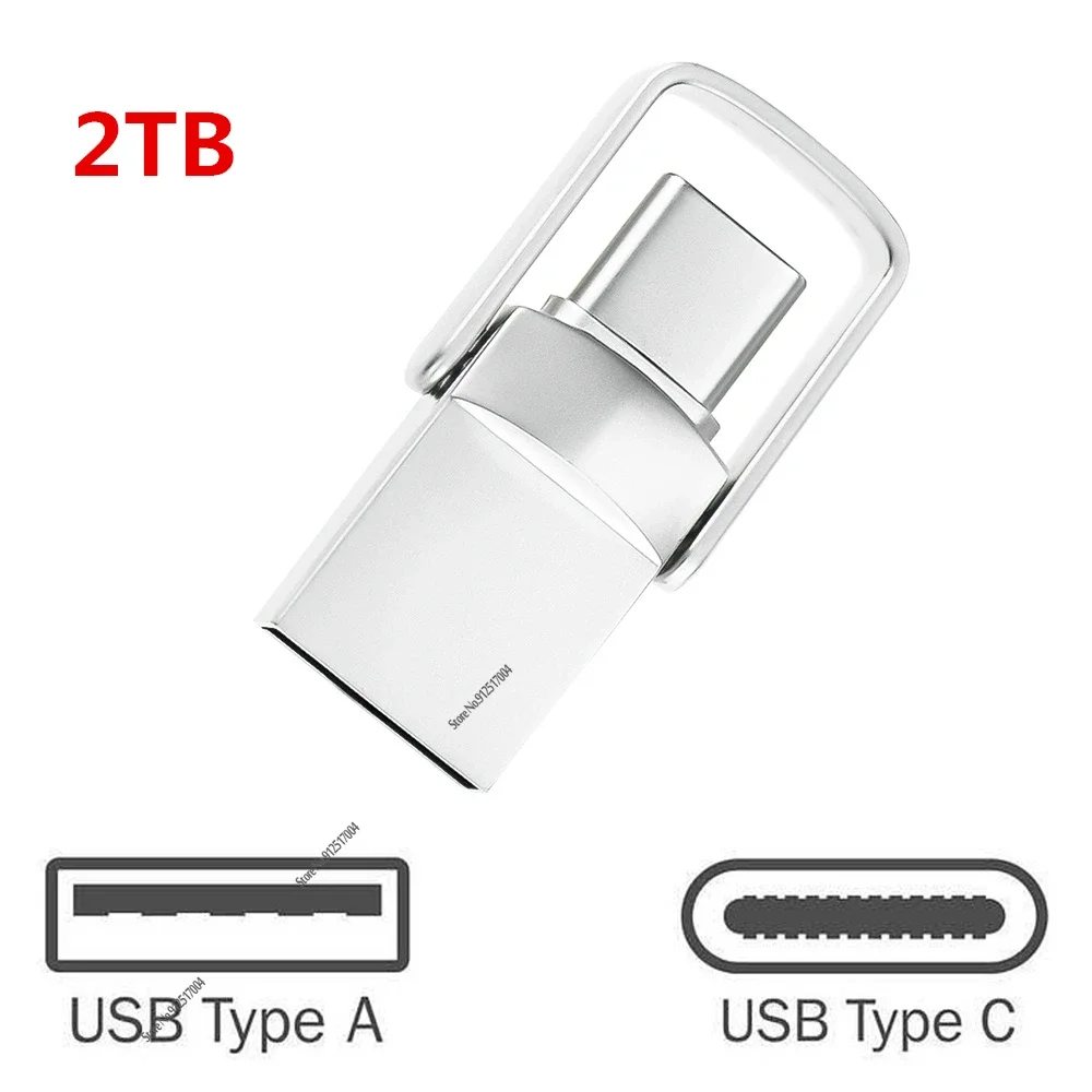 2TB USB Flash Drives USB 3.0 Metal Flash Drive 1TB Drive C-Type High Speed Pendrive Waterproof USB Portable USB Memory