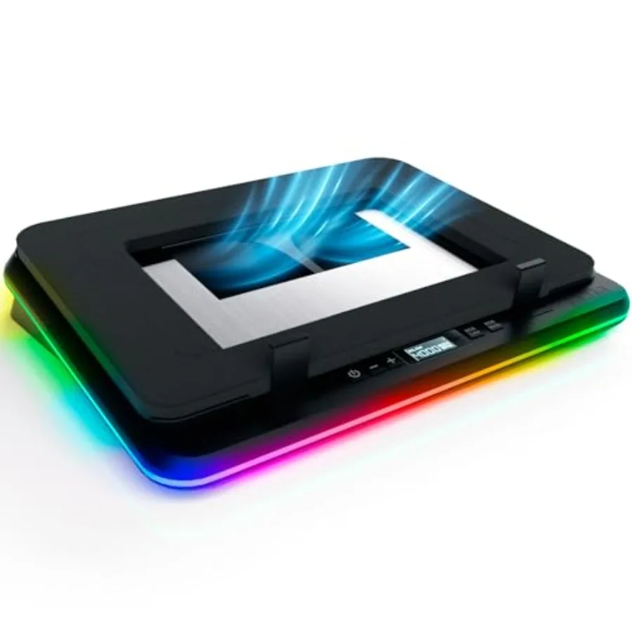 

Охлаждающая подставка для ноутбука KLIM Turbofrost для геймеров, 4 турбо-вентилятора по 4000 об/мин, RGB-подсветка, 4 порта USB, двойное питание USB-C/DC, герметичная пенопластовая подкладка