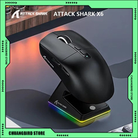 Attack Shark X6 Gamer Mouse 3Mode 2.4G Bluetooth Wireless  Ergonomics Gaming Mice RGB Touch Magnetic Charging Base Custom Gifts