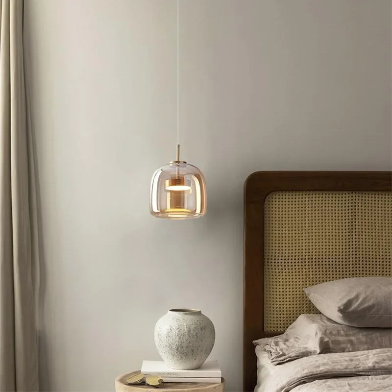 Verre moderne pendentif LED lumière nordique Suspension salle à manger lustre pour Restaurant cuisine chambre chevet lampe suspendue