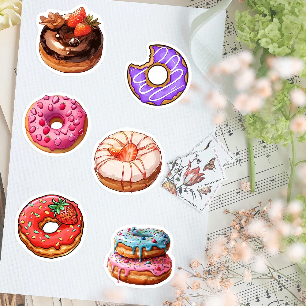 Cute Donut Dessert DIY Kids Toy Gift Decal Stickers for Phones Laptops Bottles Cars Scrapbook Luggage Decorative Waterproof