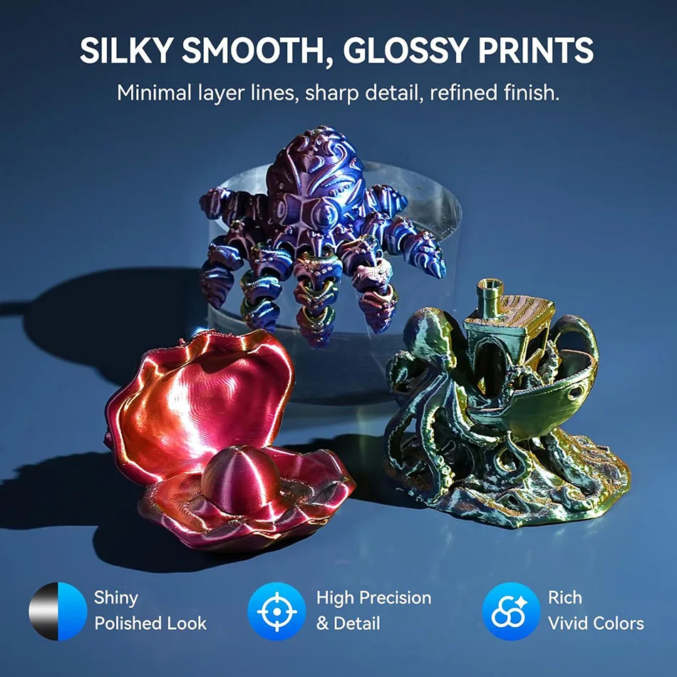 JAYO 1.75 مللي متر خيوط الحرير PLA رباعية الألوان PLA Plus خيوط طابعة ثلاثية الأبعاد 5 لفات نسيج الحرير اللامع 4 في 1 خيوط ملونة