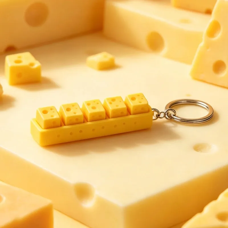 5 Keys Cheese Finger Keyboard Key Button Stress Relief Decompression Gadget Keycap Fidget Keychain Adult Bag Charms Accessories