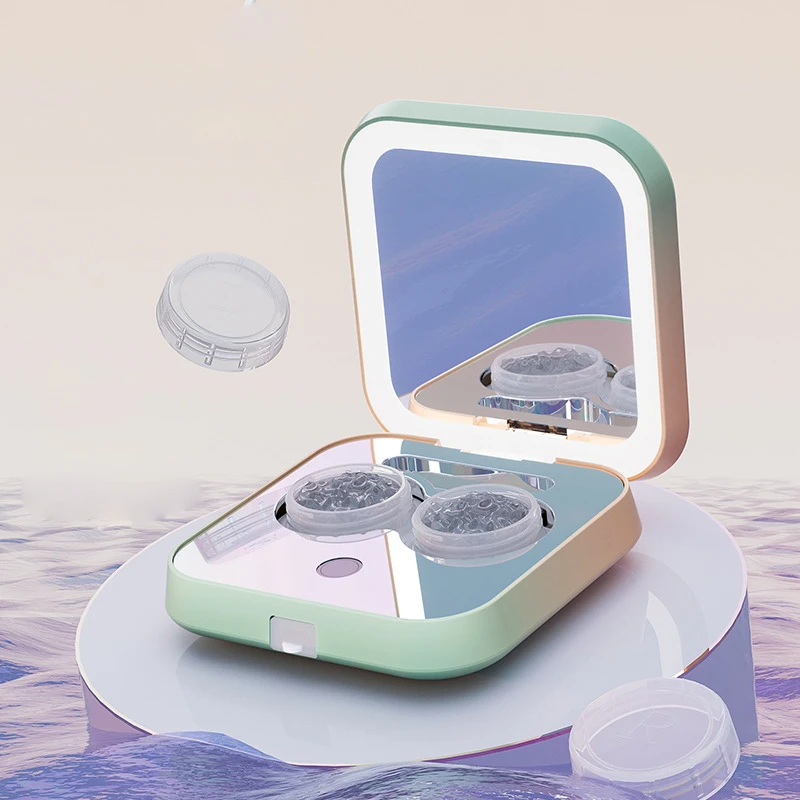 Ultrasonic Cleaner Mini Contact Lens Cleaning Machine Cleaning Case Colored Contact lenses 47000Hz Washing Case with LED Lights