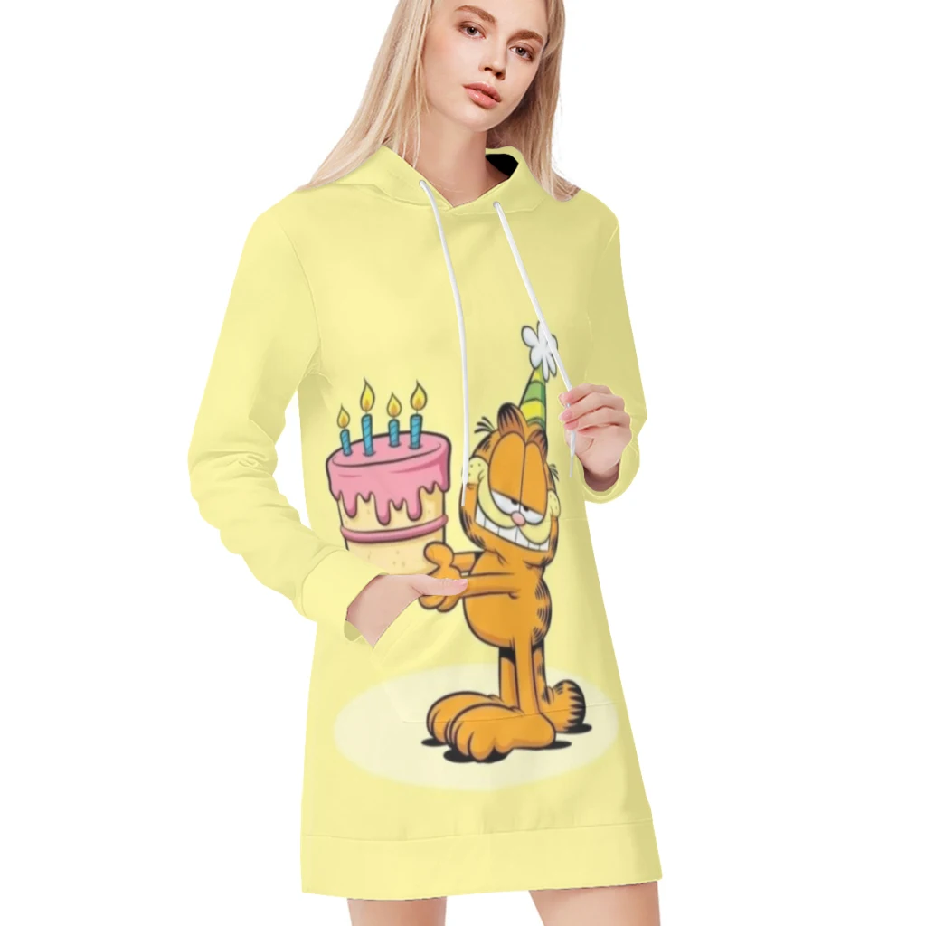 

Classic Anime Funny Cat Little fresh style High quality fabric hooded sweatshirt dress