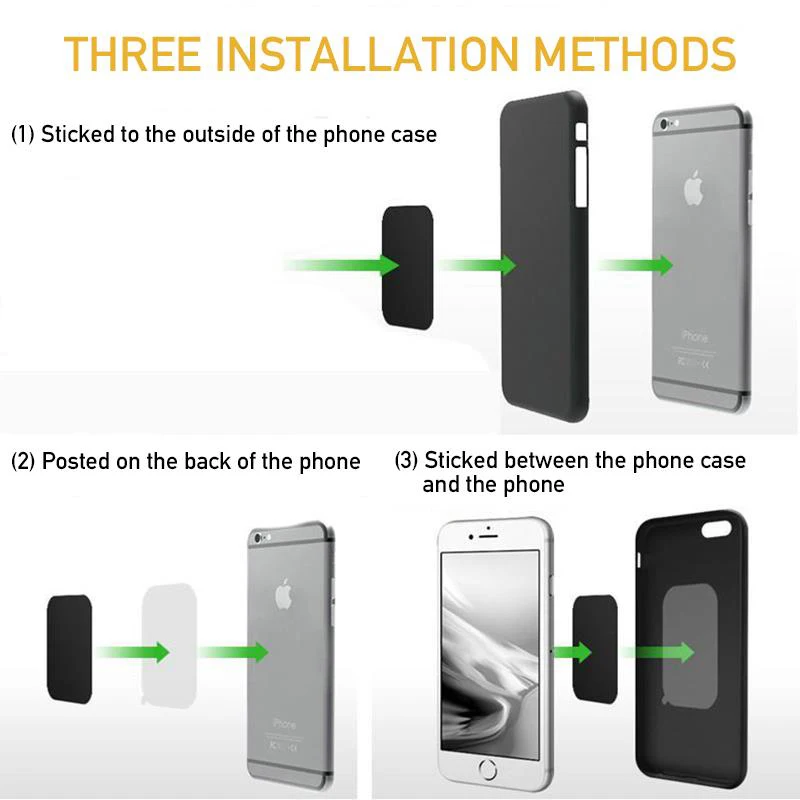 1-5 pçs placa de metal magnética para suporte magnético do telefone do carro universal folha de ferro adesivo suporte celular smartphone ímã titular montagem