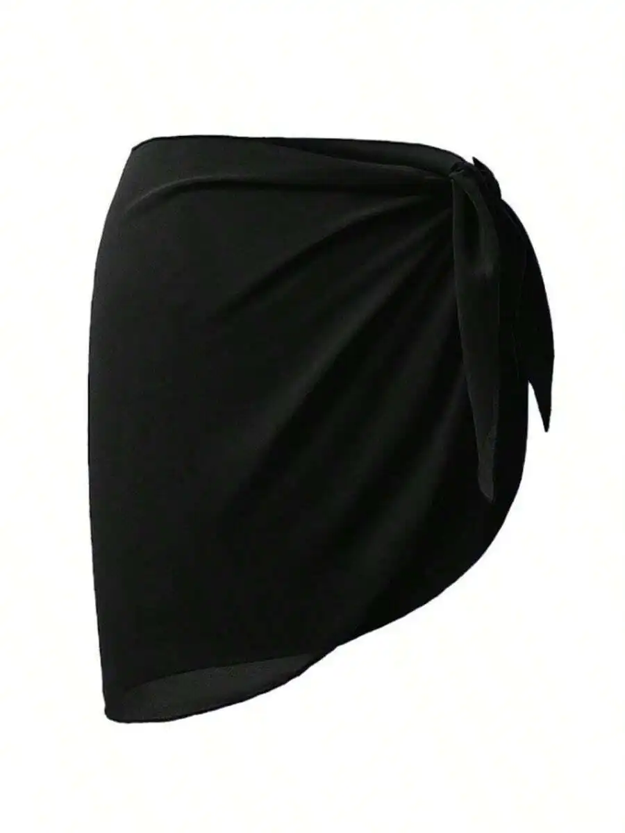 

Комплект из 2-х штук: женская пляжная юбка-саронг из прозрачного шифона для ношения поверх купальника