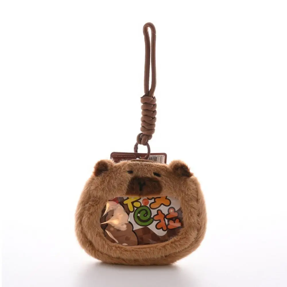 Lovely Kawaii Capybara Plush Doll Coin Purse Portable Cartoon Plush Crossbody Bag Animal Shaped Soft Cute Panda Badge Bag Women