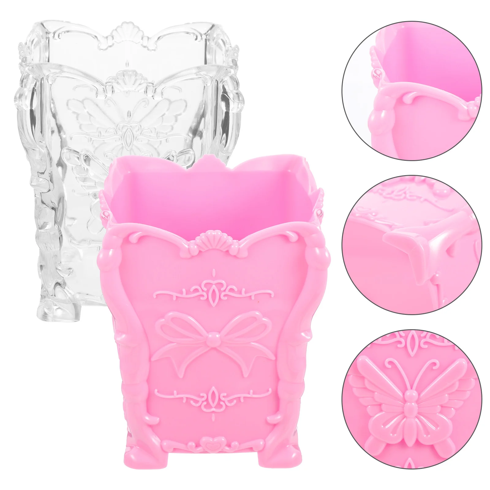 2 قطعة حامل فرشاة للمكياج حاوية تخزين شفافة كبيرة مفتوحة لمستحضرات التجميل قلم أحمر الشفاه منظم سطح المكتب #3