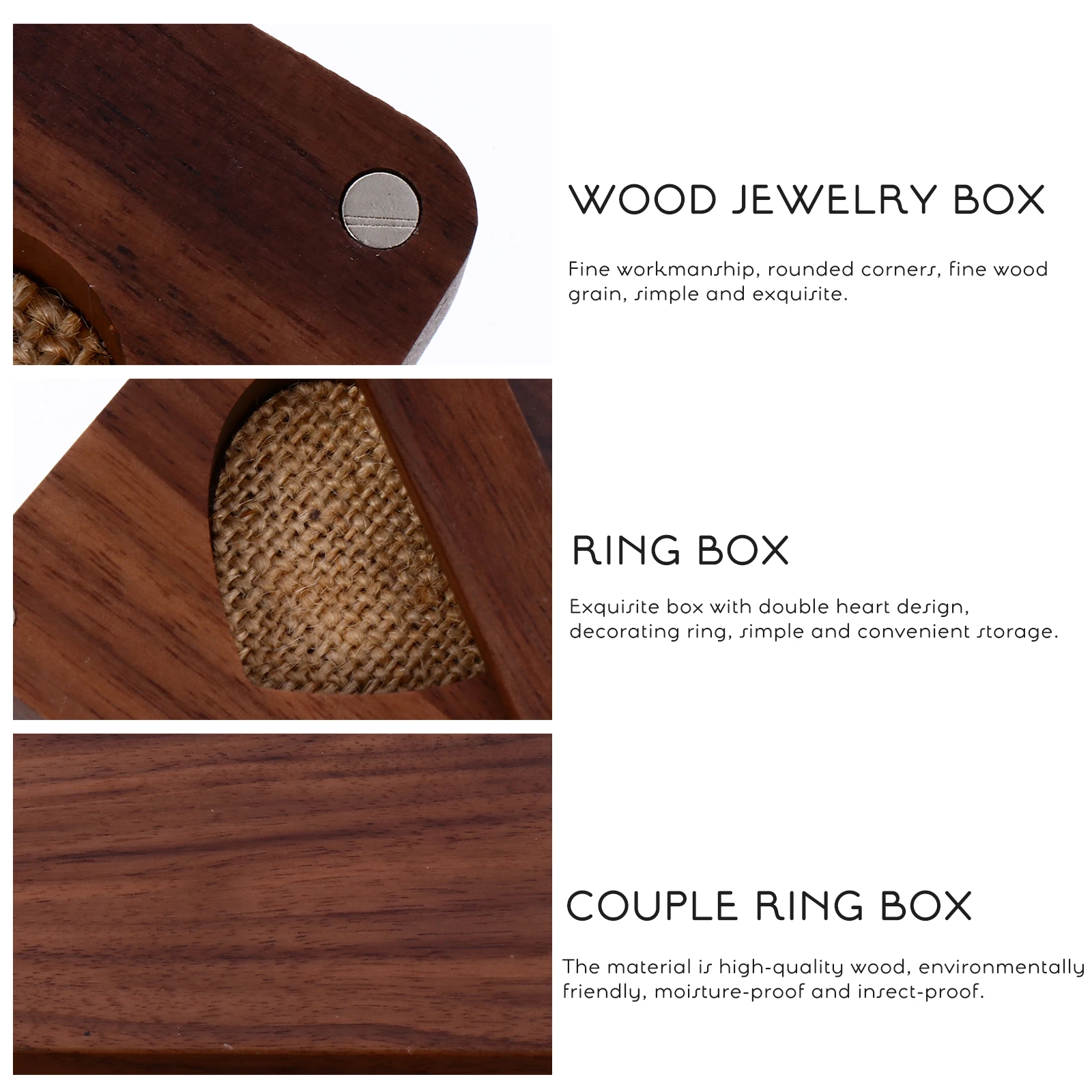 

Heart Design Wooden Jewelry For Rings Necklaces Earrings Storage Display Case Proposal Wedding Gift Moisture Insect Resistant