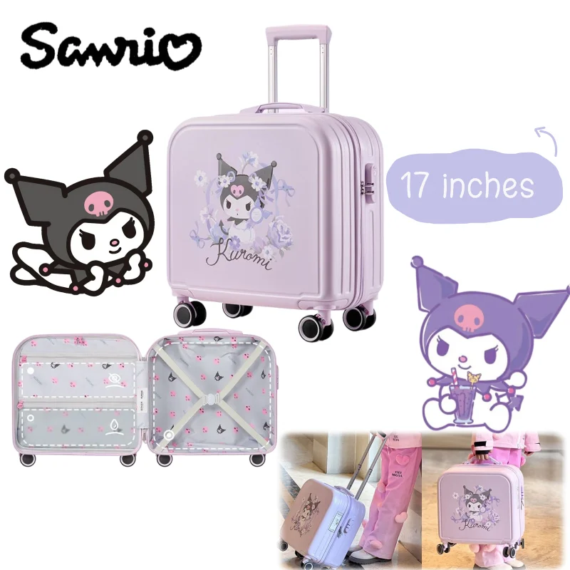 

New Sanrio Kuromi Anime Merchandise Cartoon Cute Anime Pattern 17-Inch Luggage Creative Kawaii Small Password Carry-On Suitcase