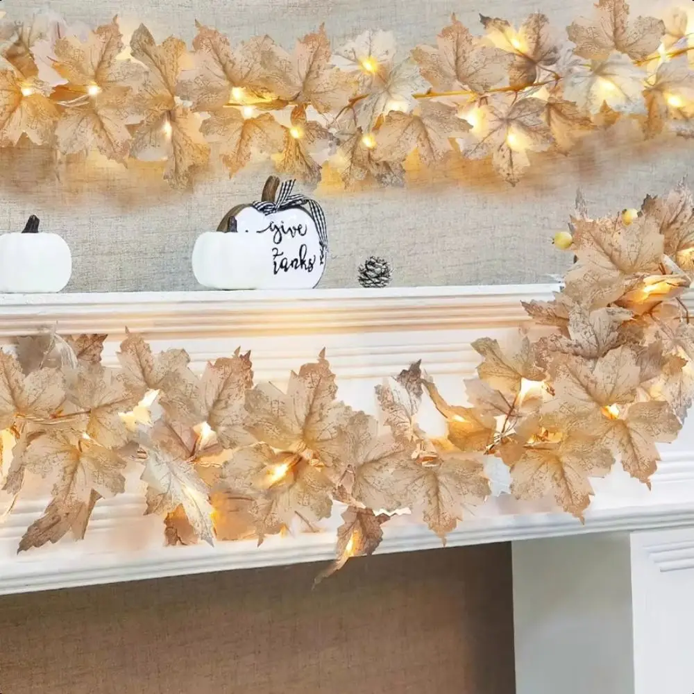Maple Leaf Design Maple Leaf LED String Lights Waterproof Plastic Holiday Decorative Lights Lifelike Imitation Plant