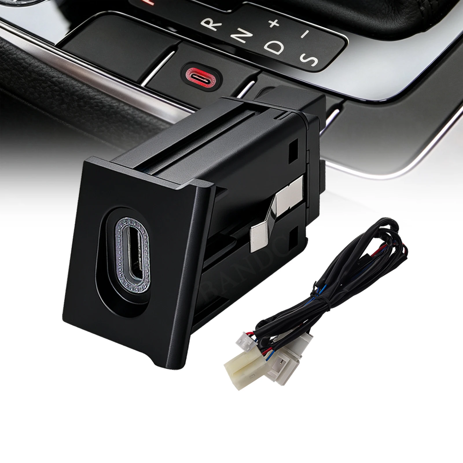 12V Auto Quick Charger Type-C Interface Charging Outlet Power Adapter with Red LED Fit For VW Passat B7 2011-2015