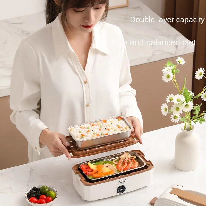 1L 220V Electric Heating Box Rice Cooker Lunch Heating Cooker Box Thermal Insulation Self Heating Cooking