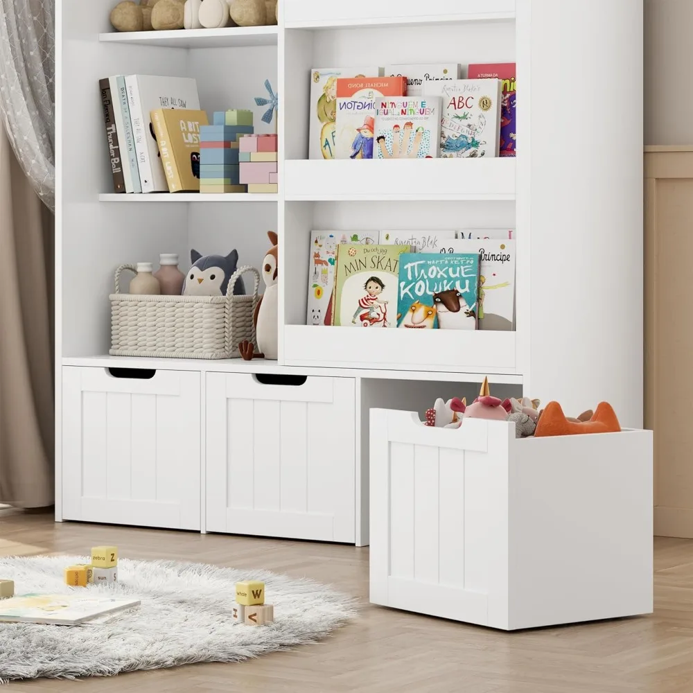 Étagère à livres marketpour rangement de jouets, organisateurs de jouets, 3 égouts à proximité mobiles, 6 cubes de rangement