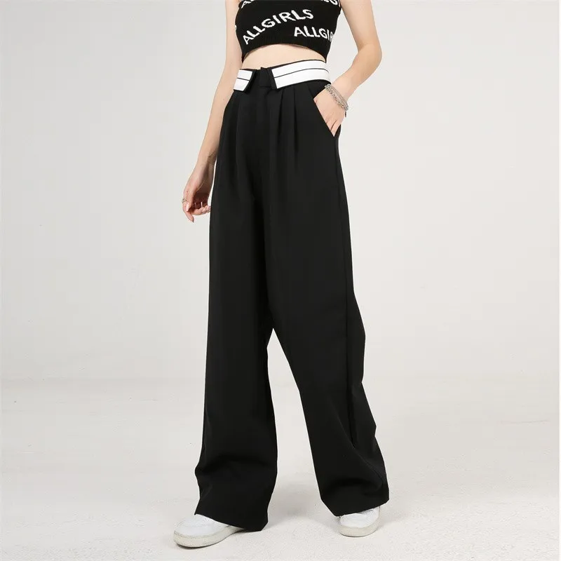 ZHISILAO Office Wear Straight Pants Vintage High Waist Suit Pants Wide Leg Trousers Baggy Korean 2022 Autumn