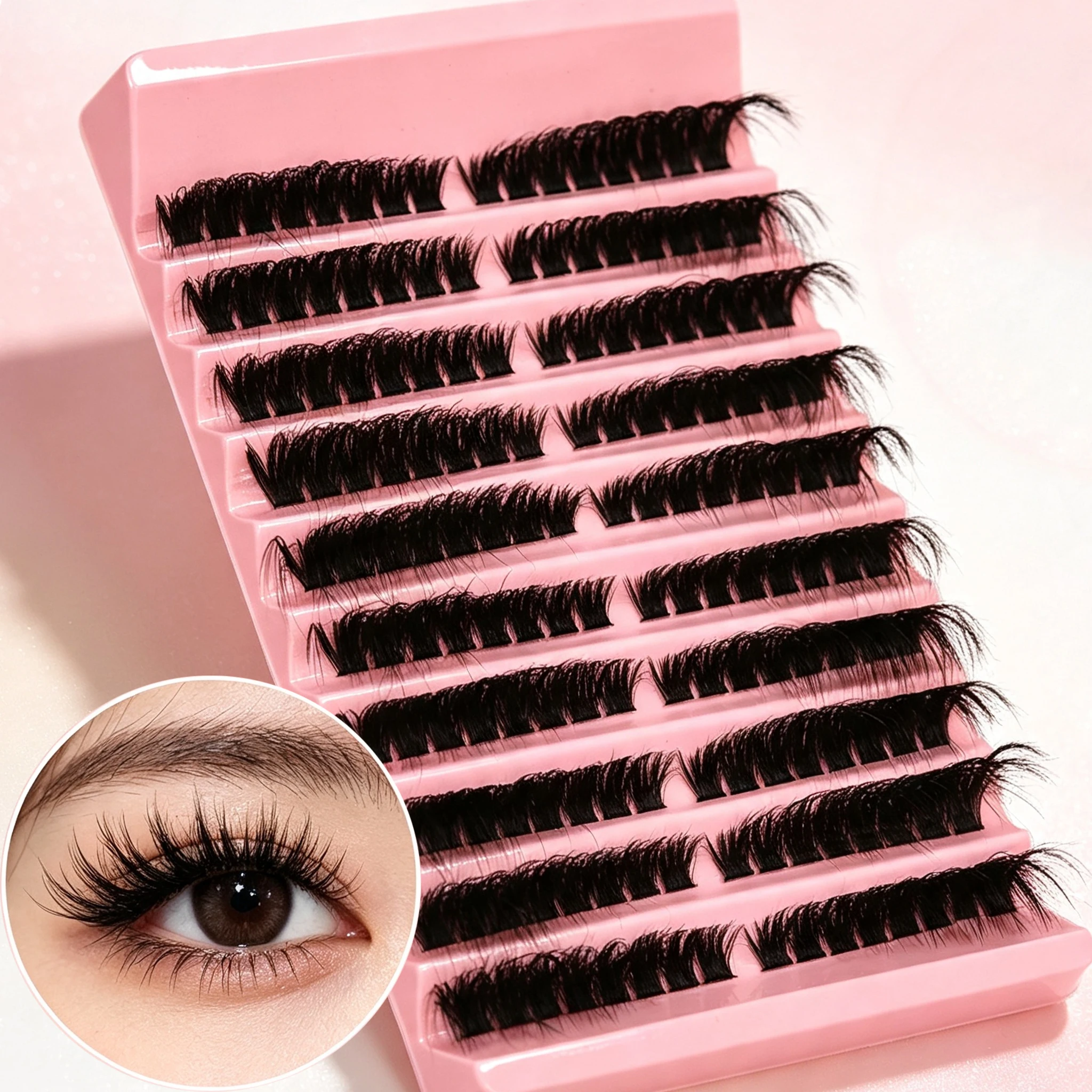 Flauschige Manga-Fox-Eye Einzelwimpernverlängerungen D-Curl DIY Falsche Wimpern für Party und Cosplay-Make-up – Detail 1