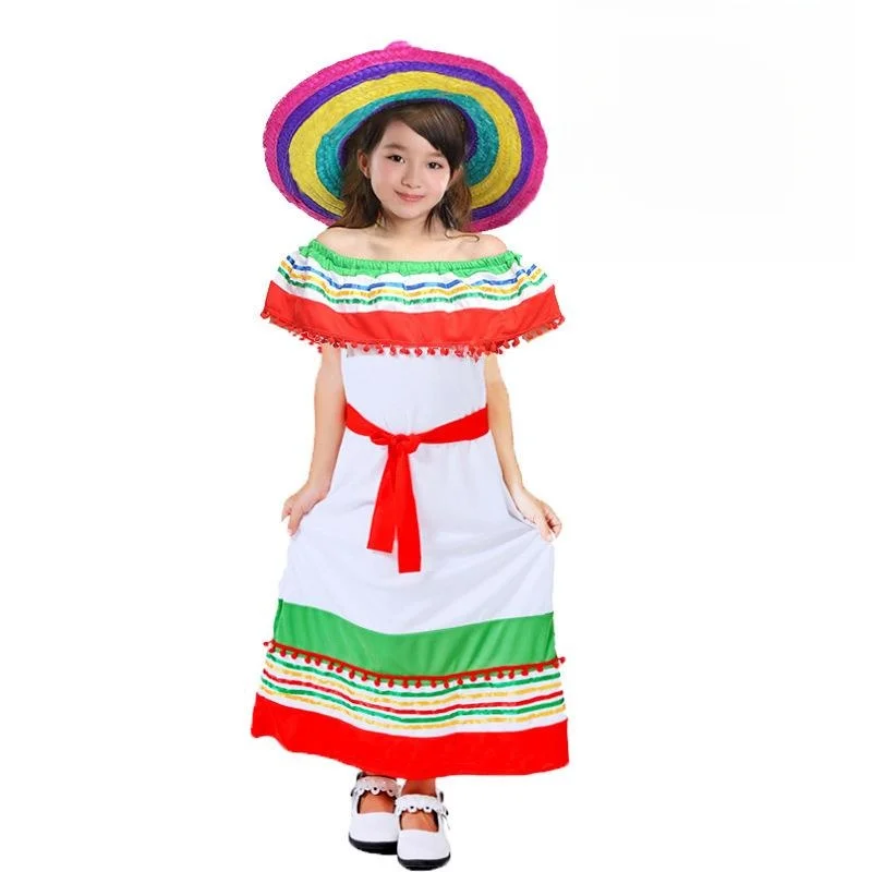 

Женский наряд на Хэллоуин в национальном стиле, цельный костюм для выступления на сцене, костюм для детского сада Dr, цветочный узор, ПУ...