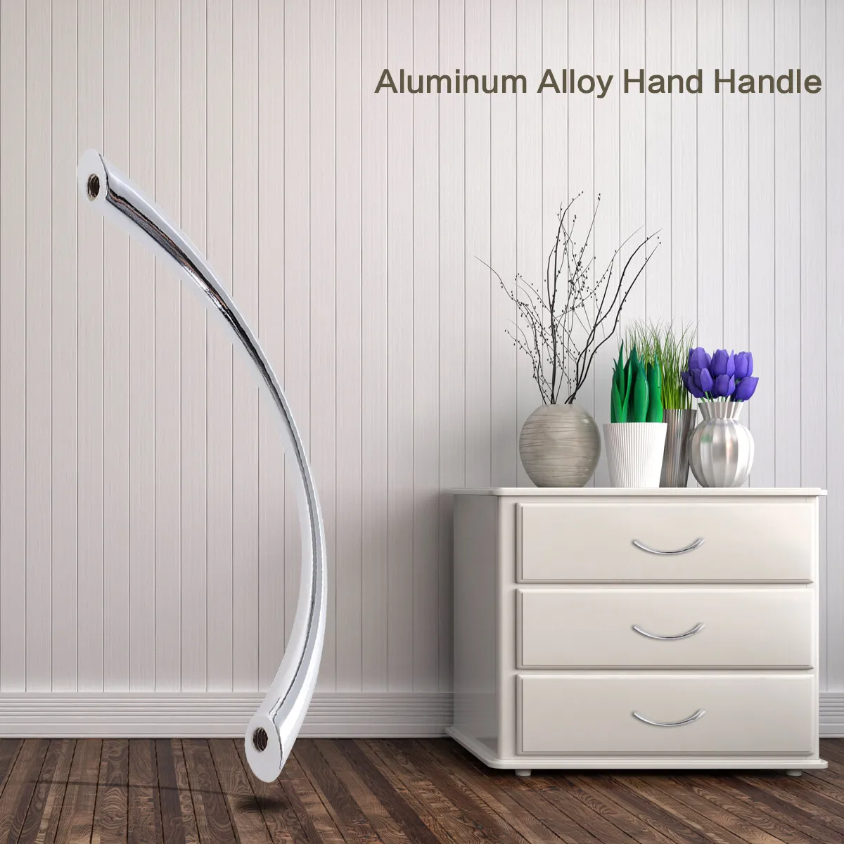 10Pcs Arc Door Knob Chrome Zinc Alloy Cabinet Pull Handle Set Simple Elegant Design for Drawer Wardrobe Cupboard Home Renovation