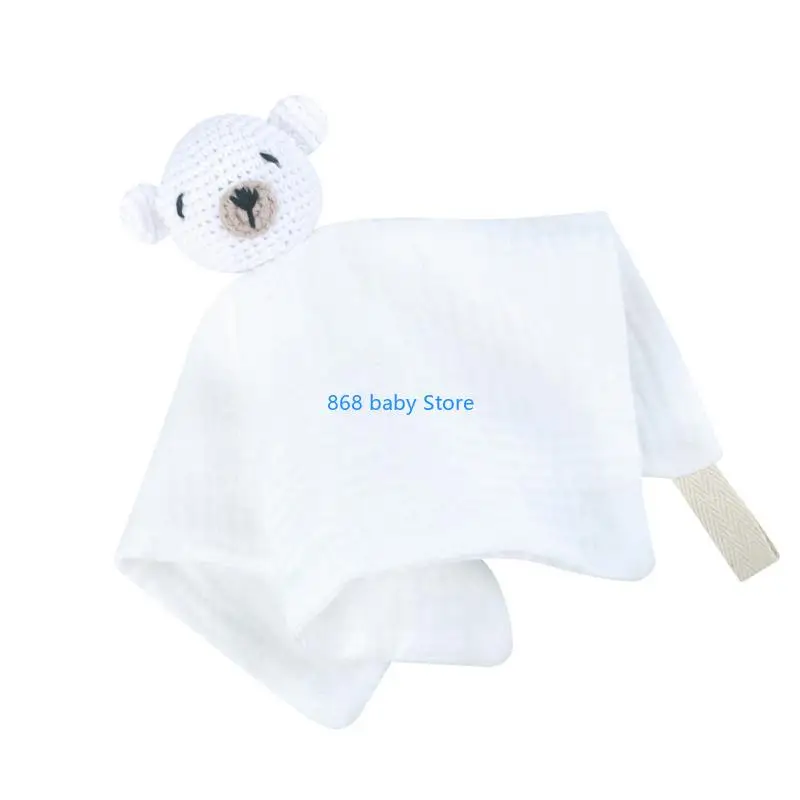 

29EE Baby Appease Comforting Towel Cartoon Knitted Bear Burp Cloth Sleep Soothing Toy Pacify Soother Bib for Infant Toddlers