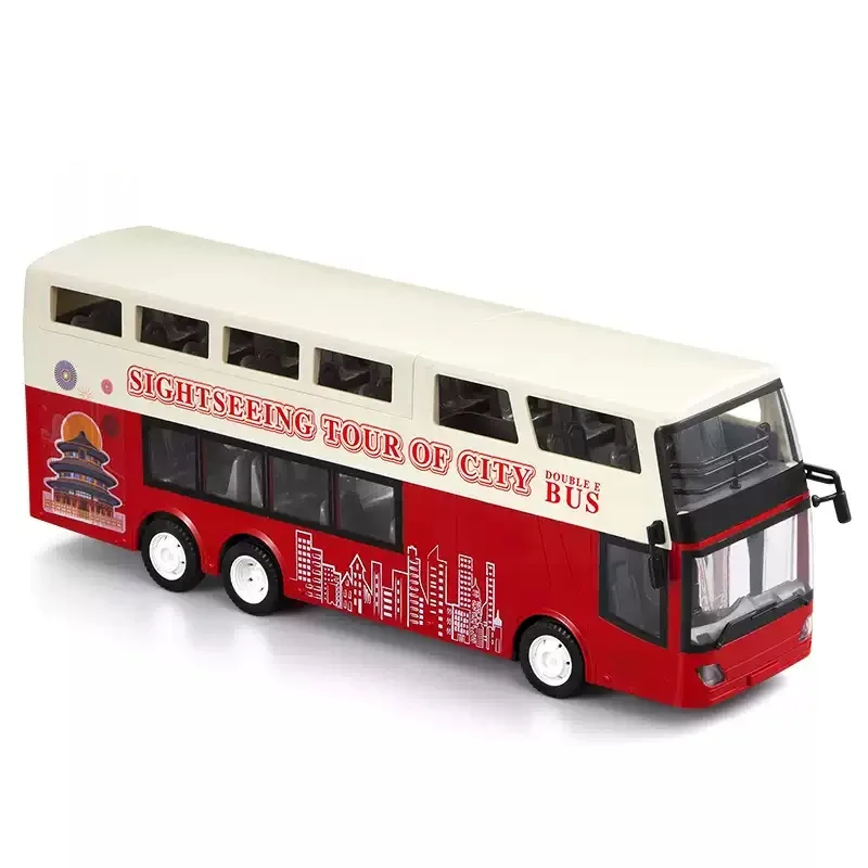 DoubleE E6401/18 Alloy Travel Bus Model Double-decker High Imitation Double Sightseeing Bus One key to Open the Door with Light