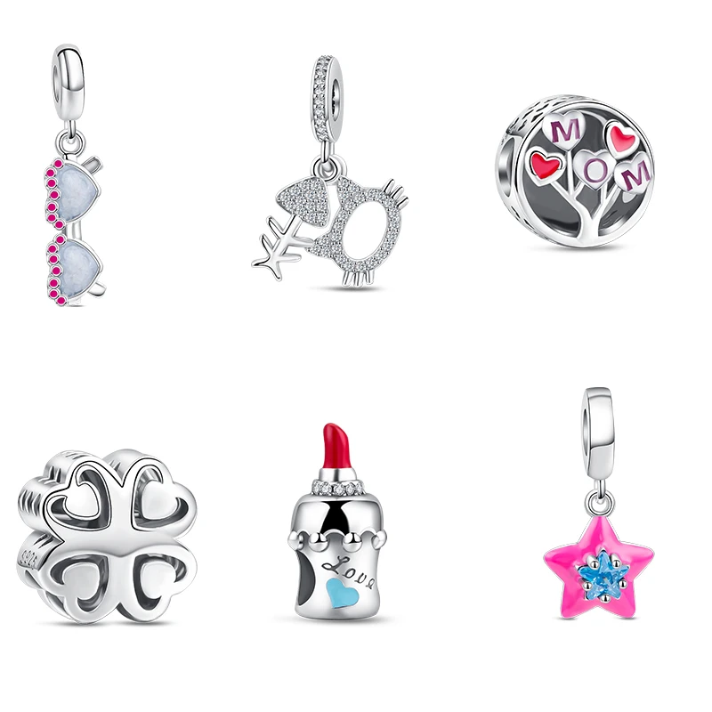 

Новый оригинальный дизайн, искусственные Серебряные Солнцезащитные очки, помада, блестящие подвески в виде звезд, подходят для браслетов Pandora, подарок для женщин «сделай сам»