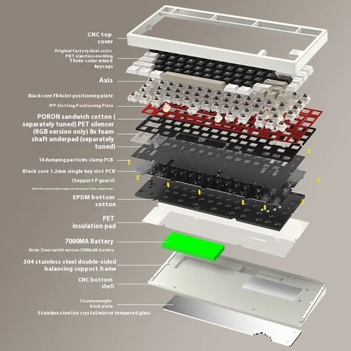 Imagen 2 del producto Teclado Mecánico Inalámbrico Bluetooth WOB RAINY75, Teclado Personalizable de Aluminio para Juegos y Esports, Regalo para Cumpleaños