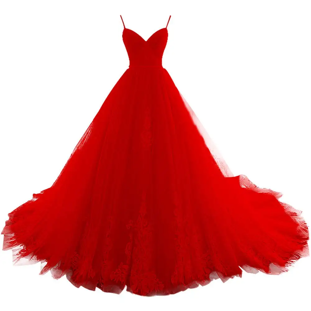 BM Long V Neck Quinceanera Dresses Tulle Formal Evening Gowns Appliques Pleat Princess Prom Party Sweet 16 Vestido 15 Anos