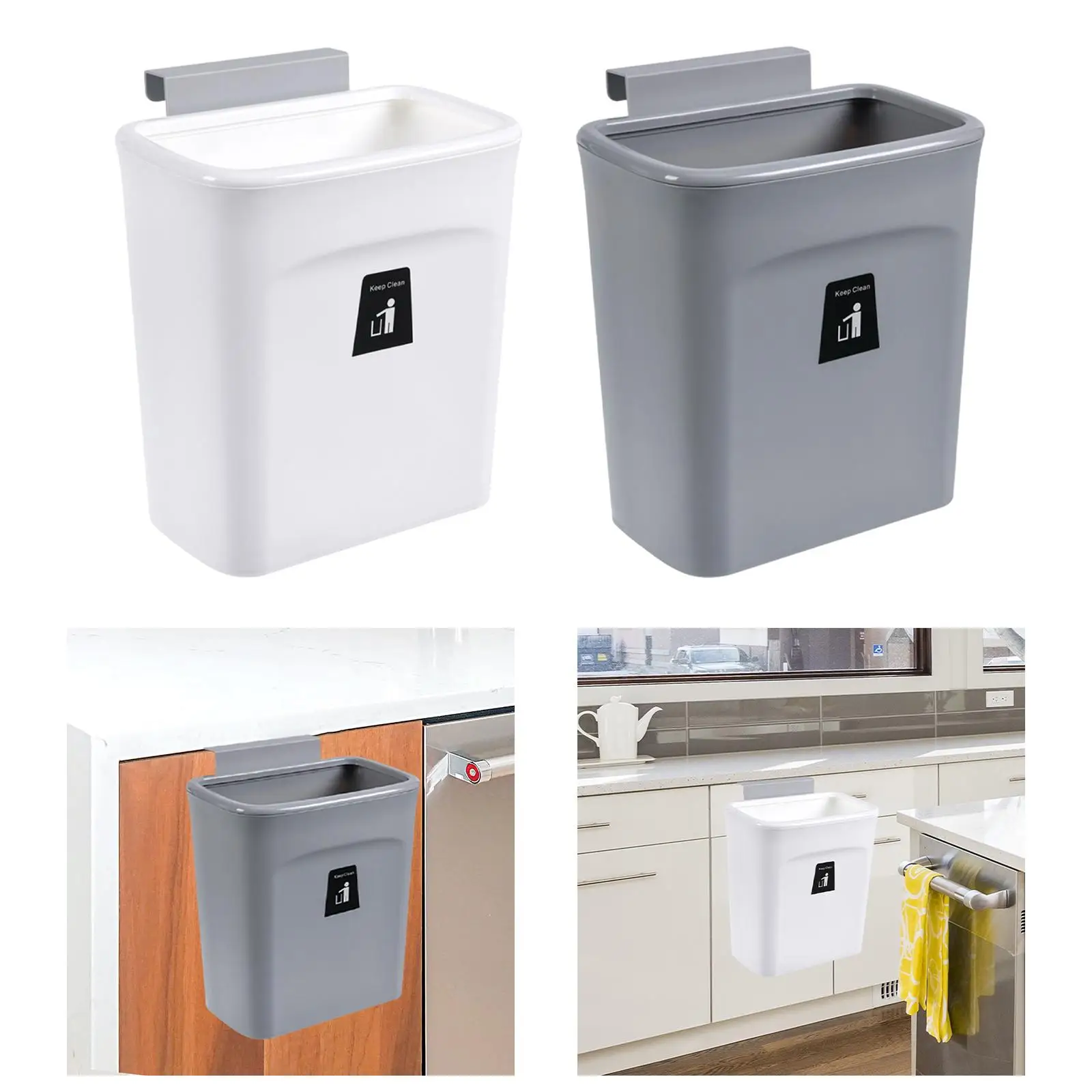 Wall Mounted Counter Waste Compost Bin with Sliding Cover Hanging Trash Can